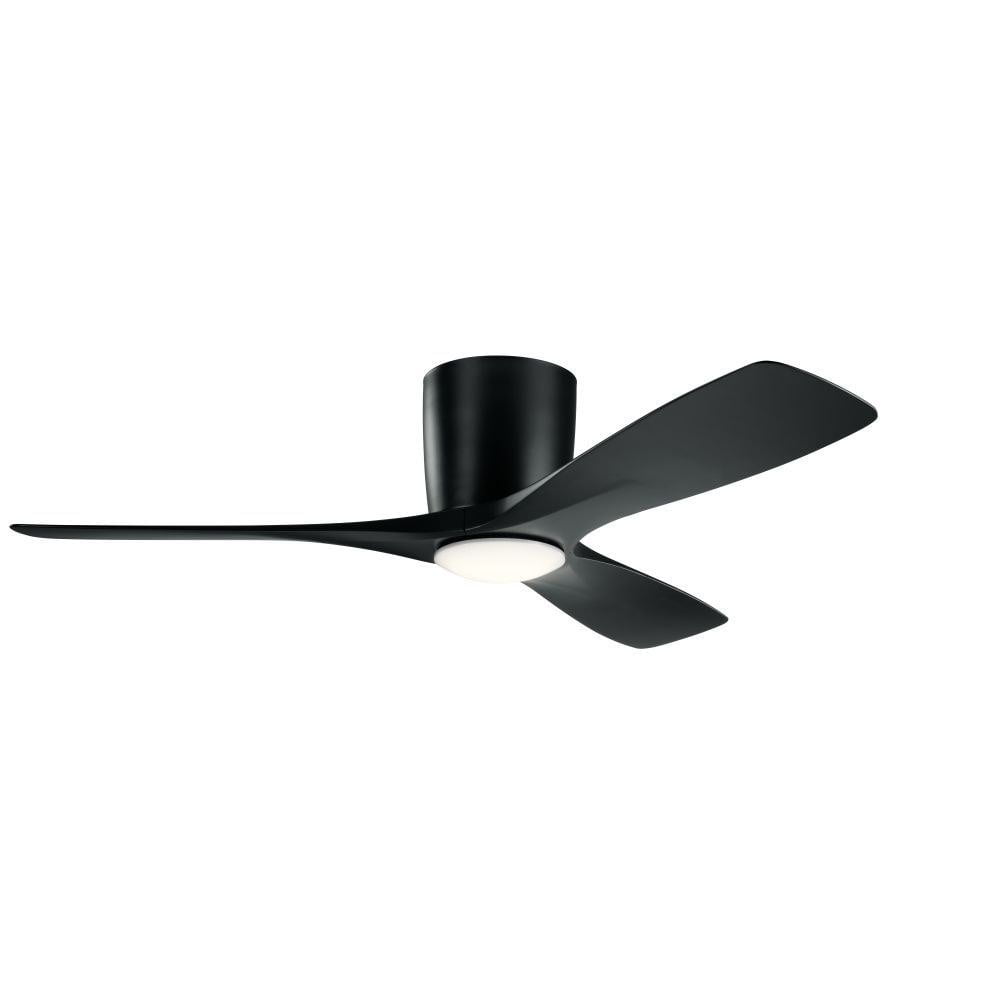 3-Blade 48 inch Hugger Ceiling Fan with Led Lights and Wall Control-Satin Black Finish Bailey Street Home 147-Bel-3329892