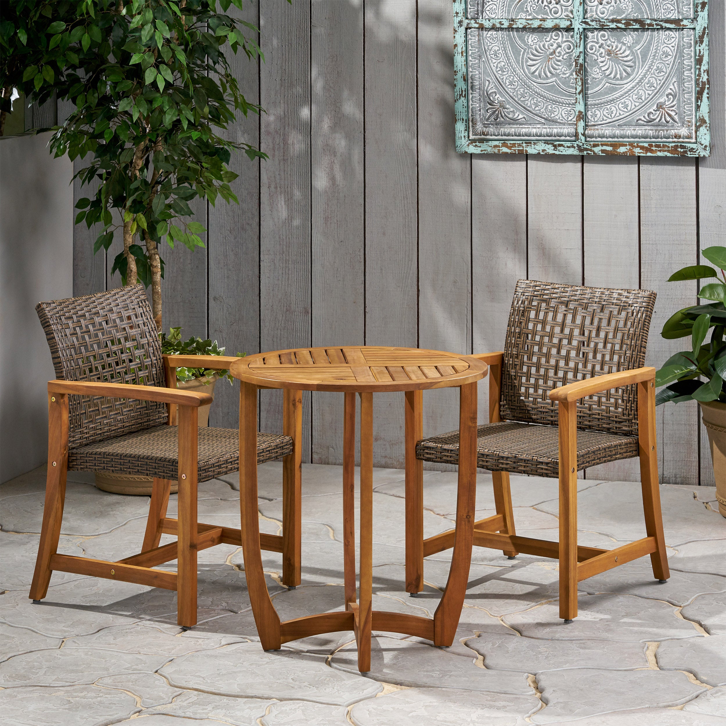 Ayush Outdoor 2 Seater Acacia Wood Dining Set