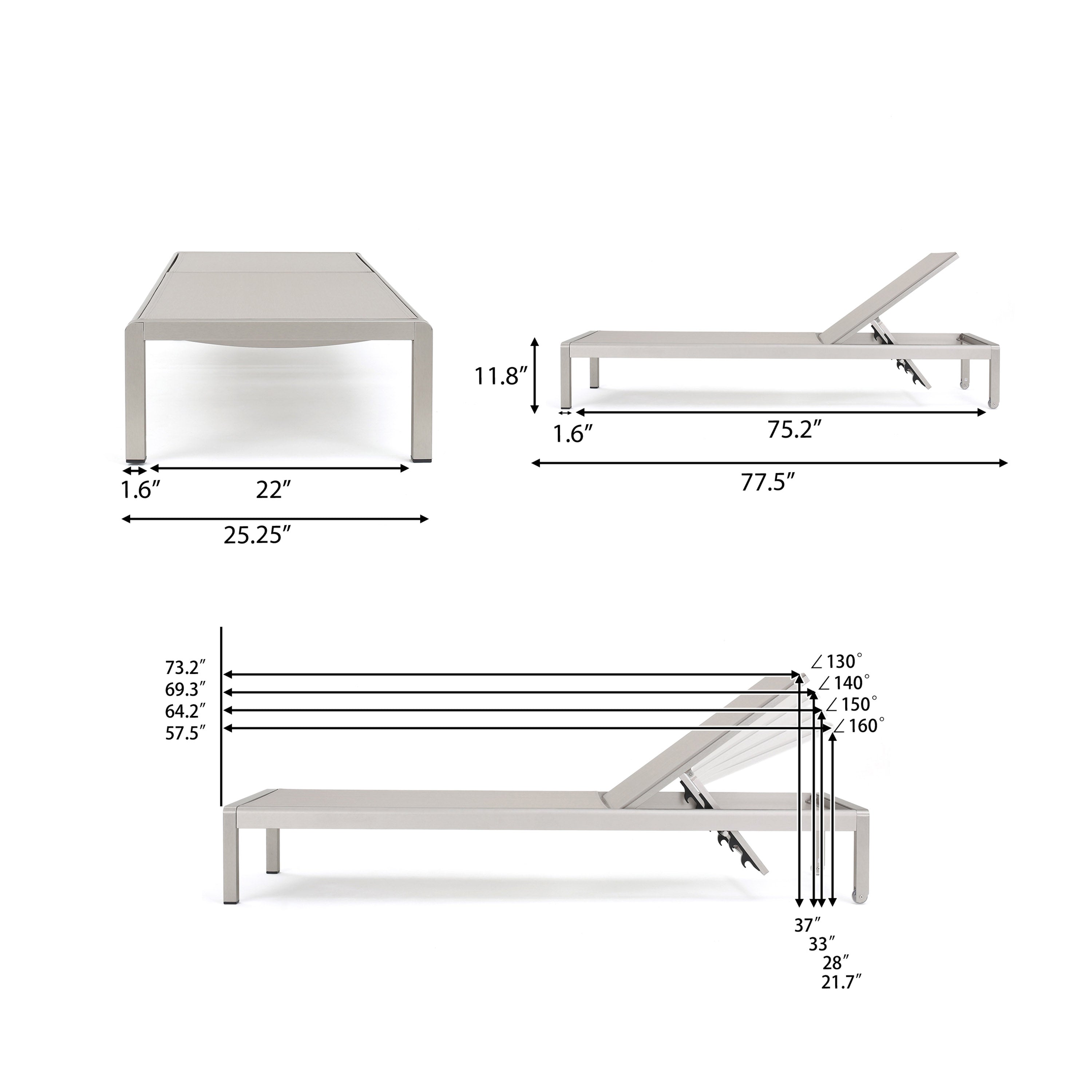 Cherie Modern Outdoor Adjustable Chaise Lounge with Cushion