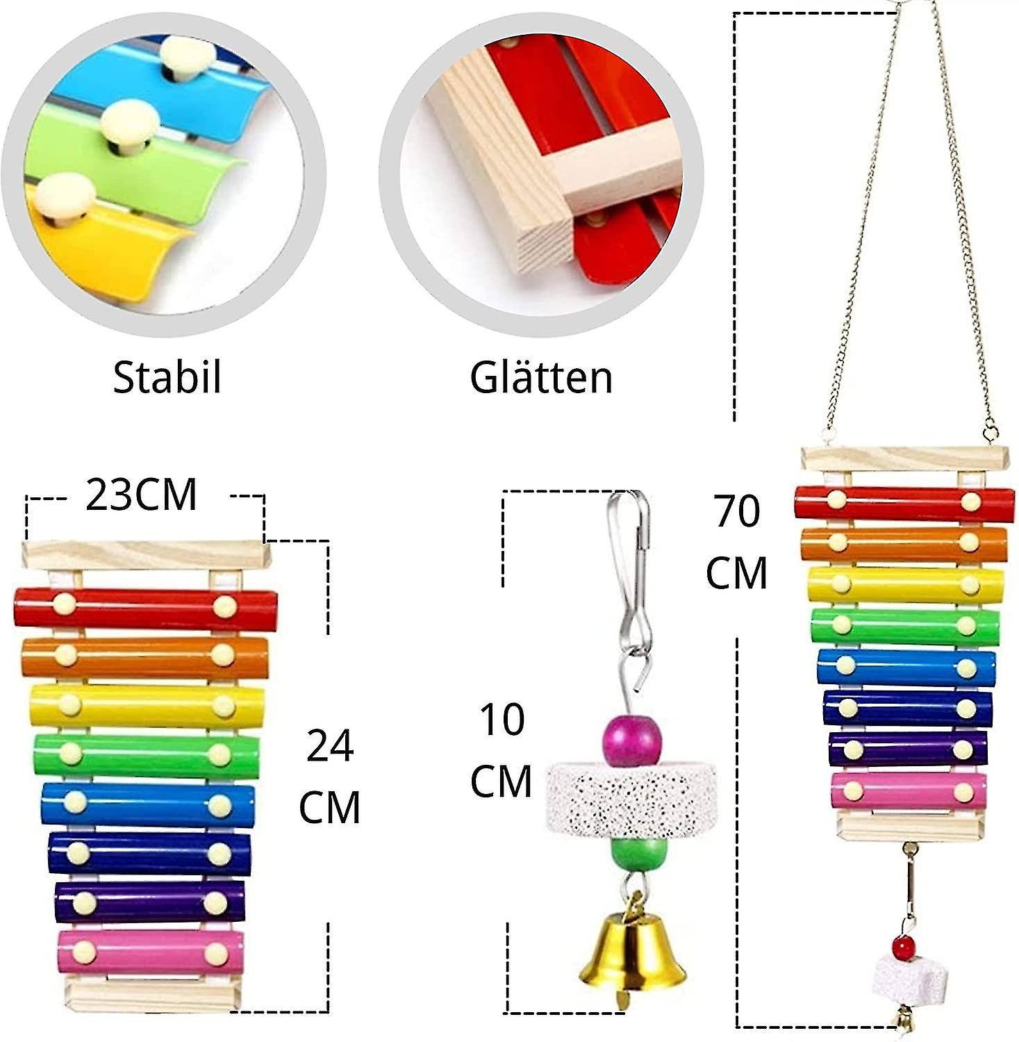 2pcs Chicken Toy， Xylophone Chicken Toy With 8 Metal Keys And Grindstone， Hanging Chicken Food Holder