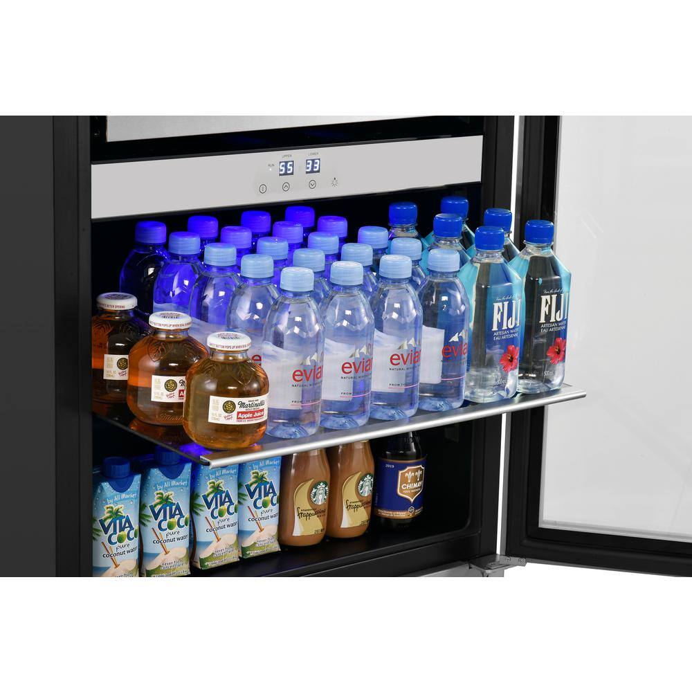 TITAN Signature 24 in. 16-Bottle and 70-Can Stainless Steel Single Door Dual Zone Built-In Wine and Beverage Cooler SS-WB241670DZ