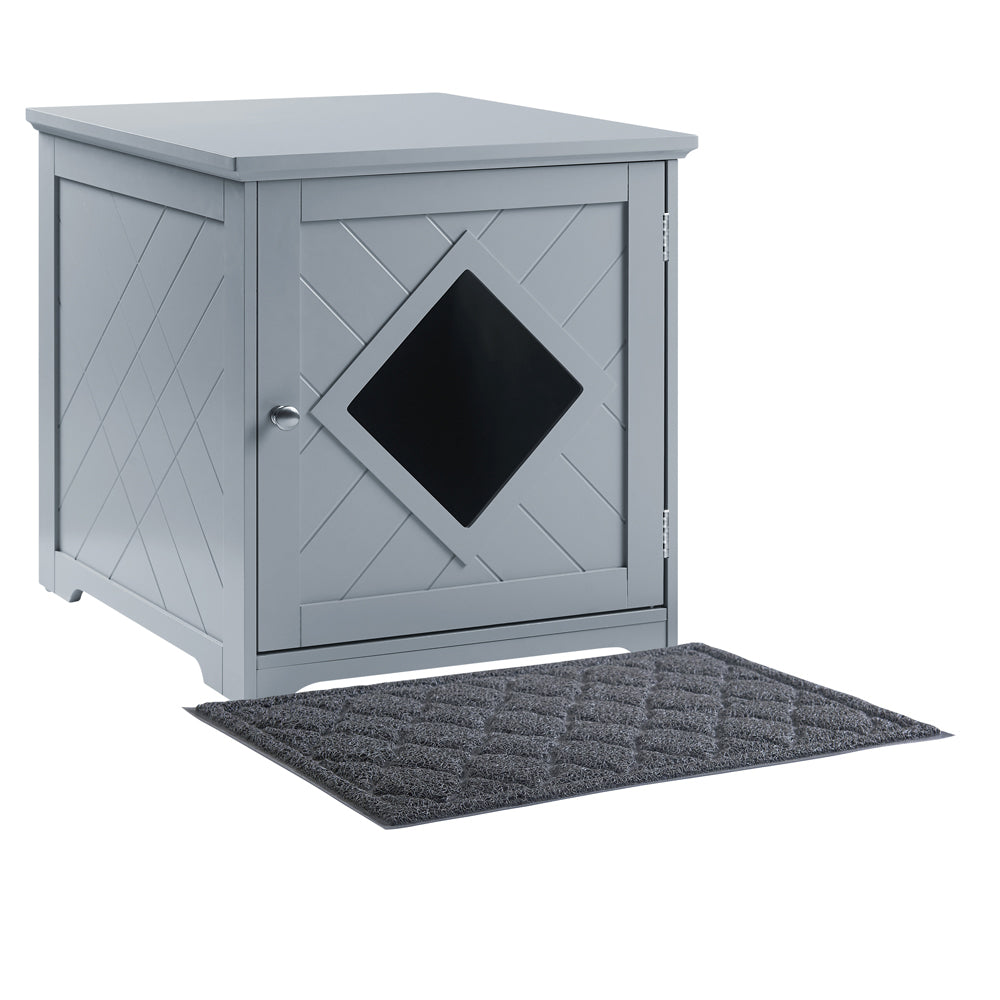 Unipaws Cat Litter Box Enclosure with Mat， Privacy Cat Washroom， Litter Box Hidden， Cat House， Gray