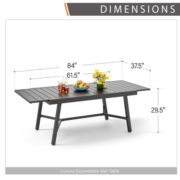 MAISON ARTS Outdoor Patio Dining Set of 7/9 with Metal Expandable Rectangular Dining Table and Metal Chairs