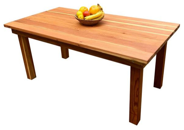 Best Redwood 72 quotFarmhouse Solid Wood Dining Table in Natural   Transitional   Outdoor Dining Tables   by Homesquare  Houzz