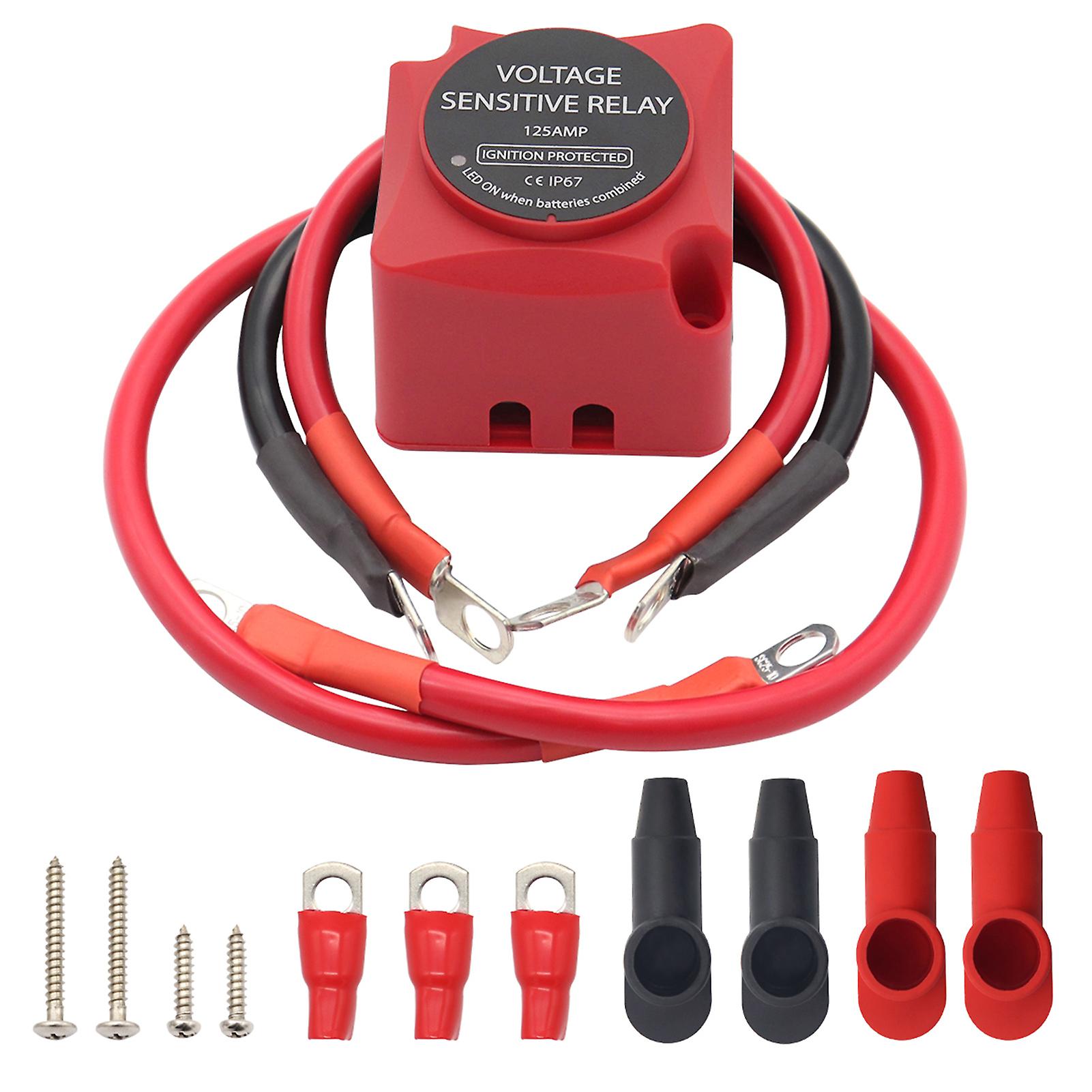 Red 12v 140 Amp Dual Battery Smart Isolator and Atv Utv Wiring Kit By Keyline Chargers - Voltage Sensitive Relay For Rv Marine Car Vehicles Truck Carava