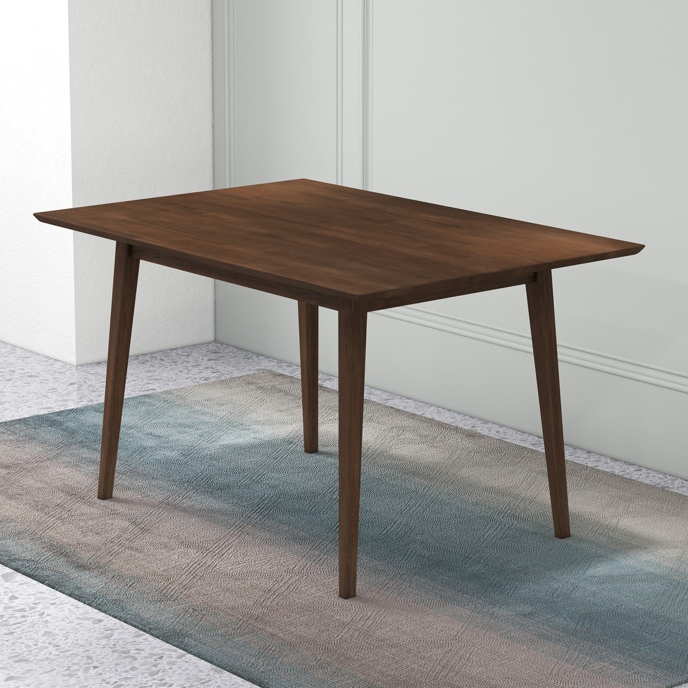 Alessandro Mid Century Modern Rectangular Solid Wood Dining Table in Brown