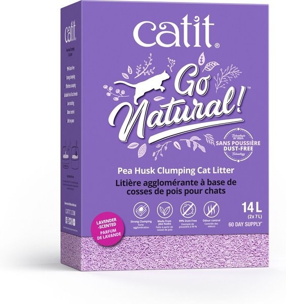 Catit Go Natural Pea Husk Clumping Cat Litter， Lavender， 14.8-lb bag