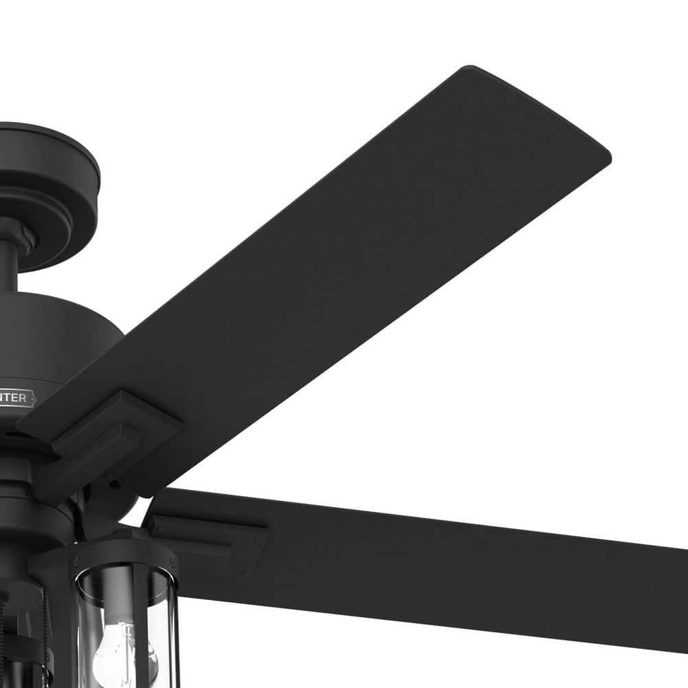 Hunter Lawndale 52 in IndoorOutdoor Matte Black Ceiling Fan with Light Kit Included