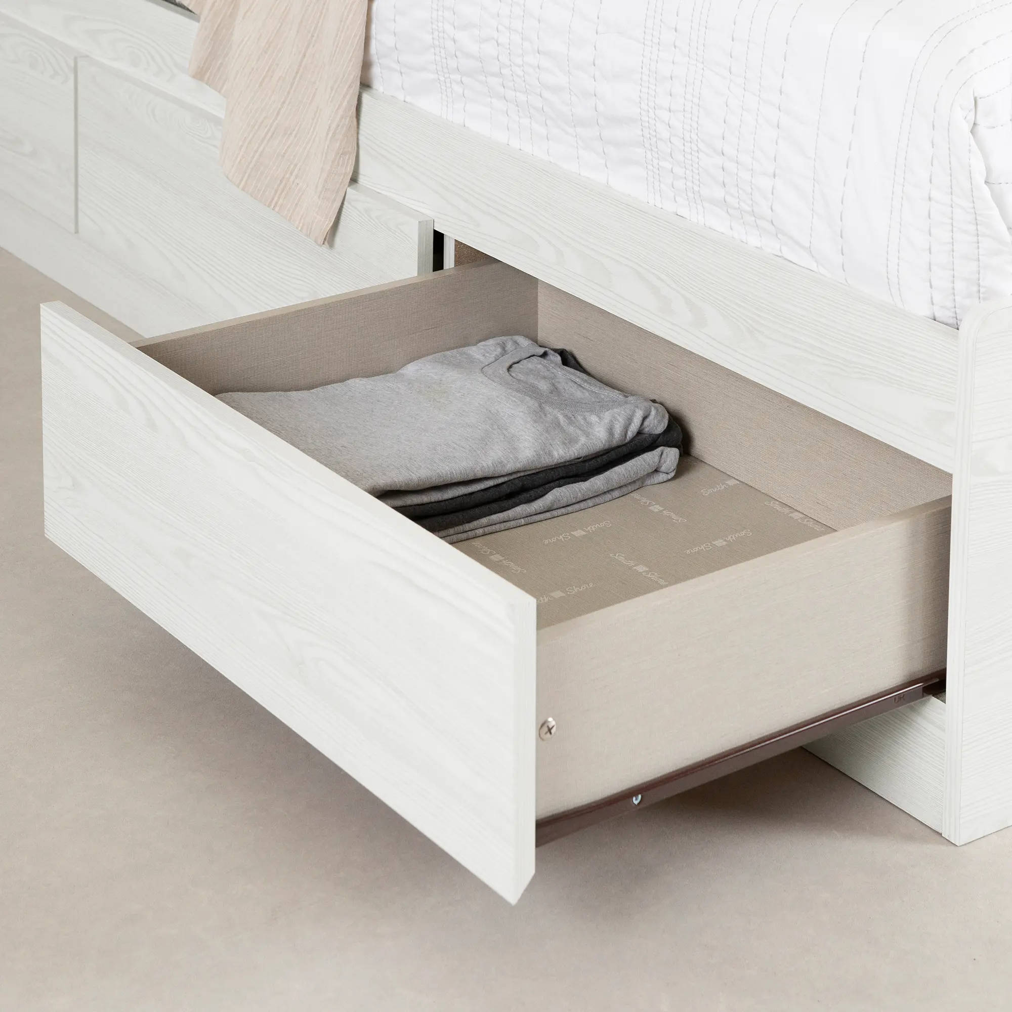 Hazen White Pine Twin Storage Bed