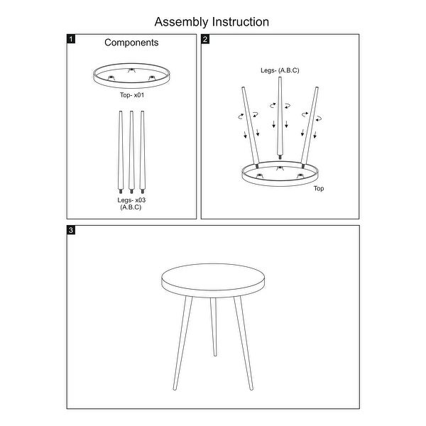 23 Inch Round Modern Minimalist Metal Side Table with Tripod Base， Charcoal Black