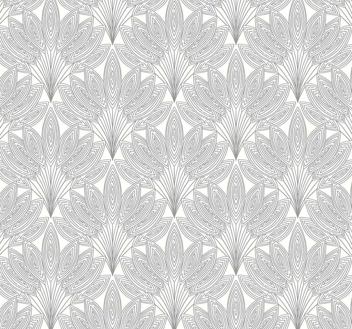 Sample Peacock Leaves Peel-and-Stick Wallpaper in Metallic Silver