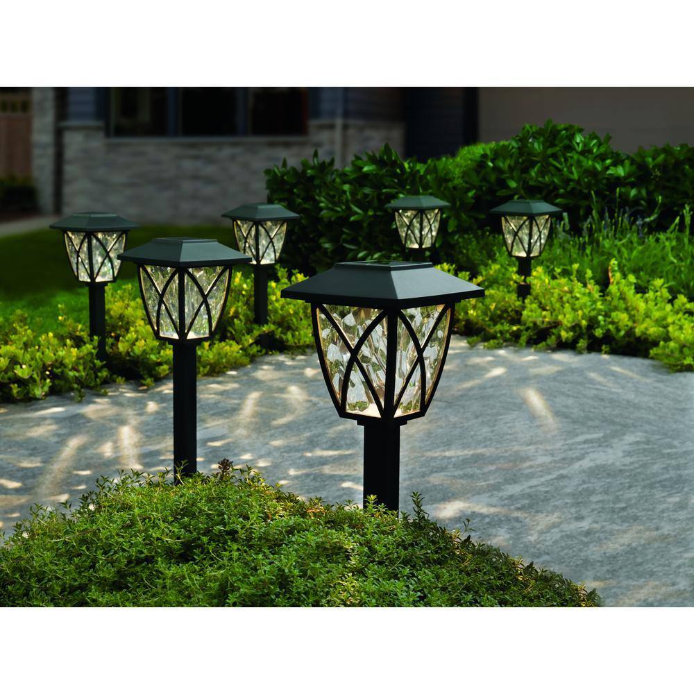 Hampton Bay Cunningham 10 Lumens Solar Black LED Path Light (4-Pack) P3100-01-06