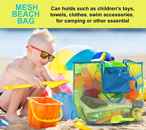 Click N’ Play Colorful Lightweight Mesh Beach Bag with High Capacity for Multipurpose Storage of Toys Food and Towel