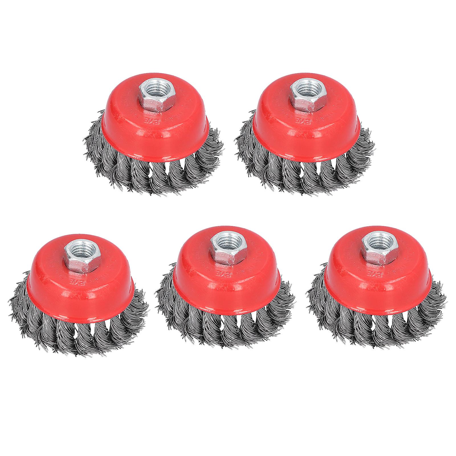 5pcs Wire Cup Brush Wheel Twisted Knotted For Grinders Cleaning Rust Burring M14 Screw Thread