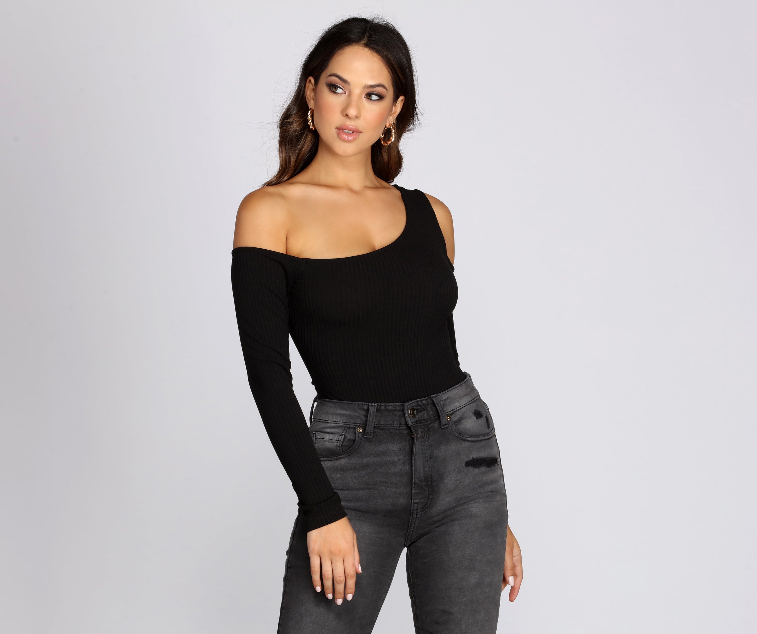 One Shoulder Knit Bodysuit