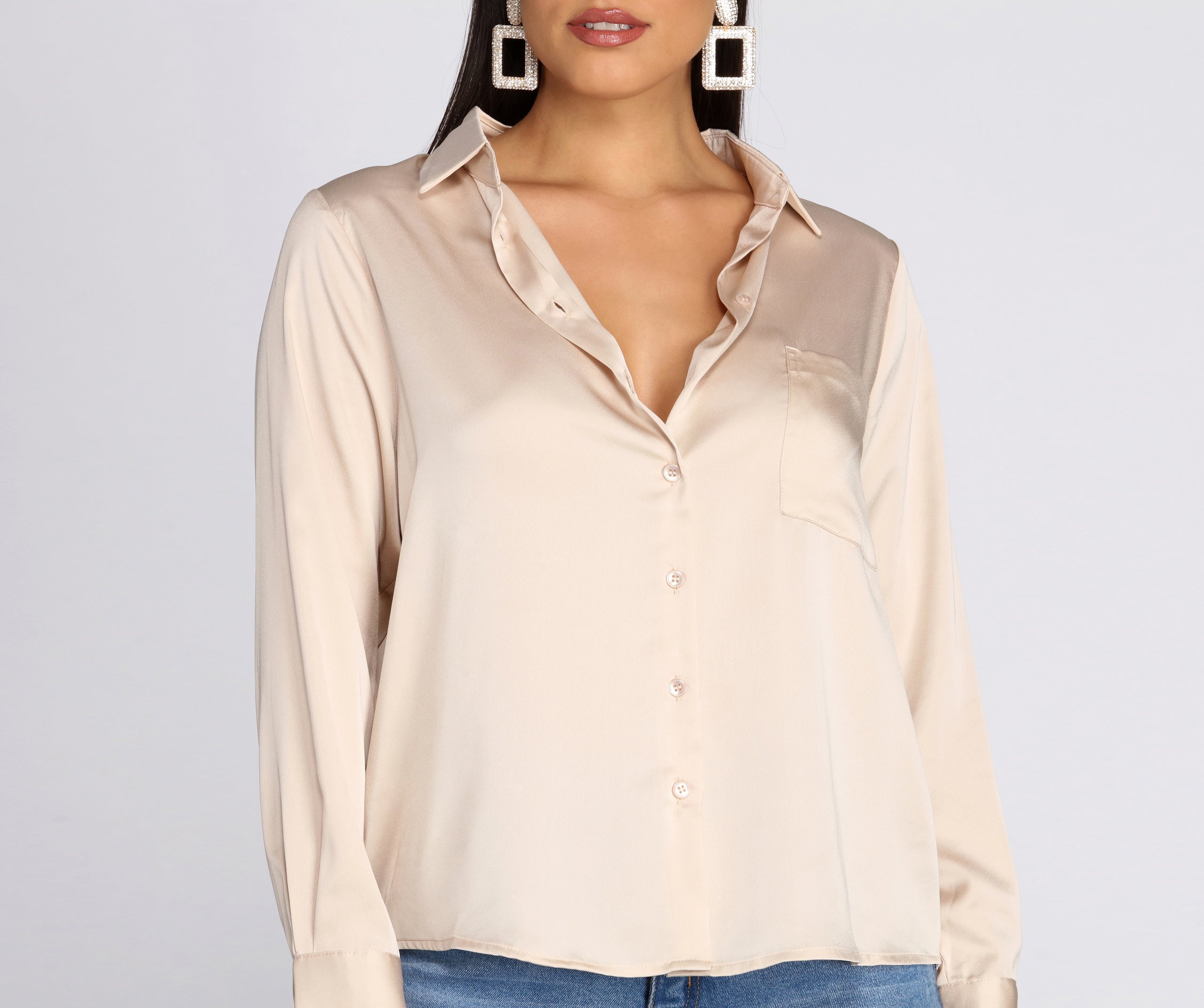 Satin Button Up Tunic