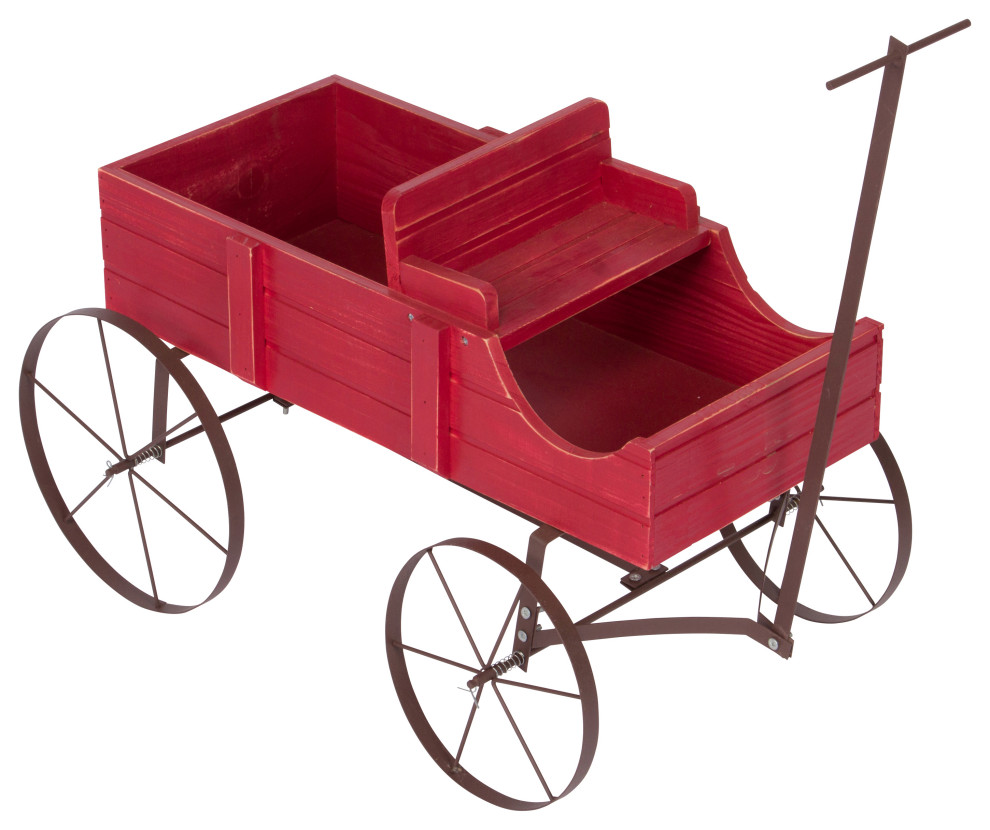 Shine Company Decorative Buckboard Cedar Wood Wagon Planter   Contemporary   Outdoor Pots And Planters   by Shine Company  Houzz