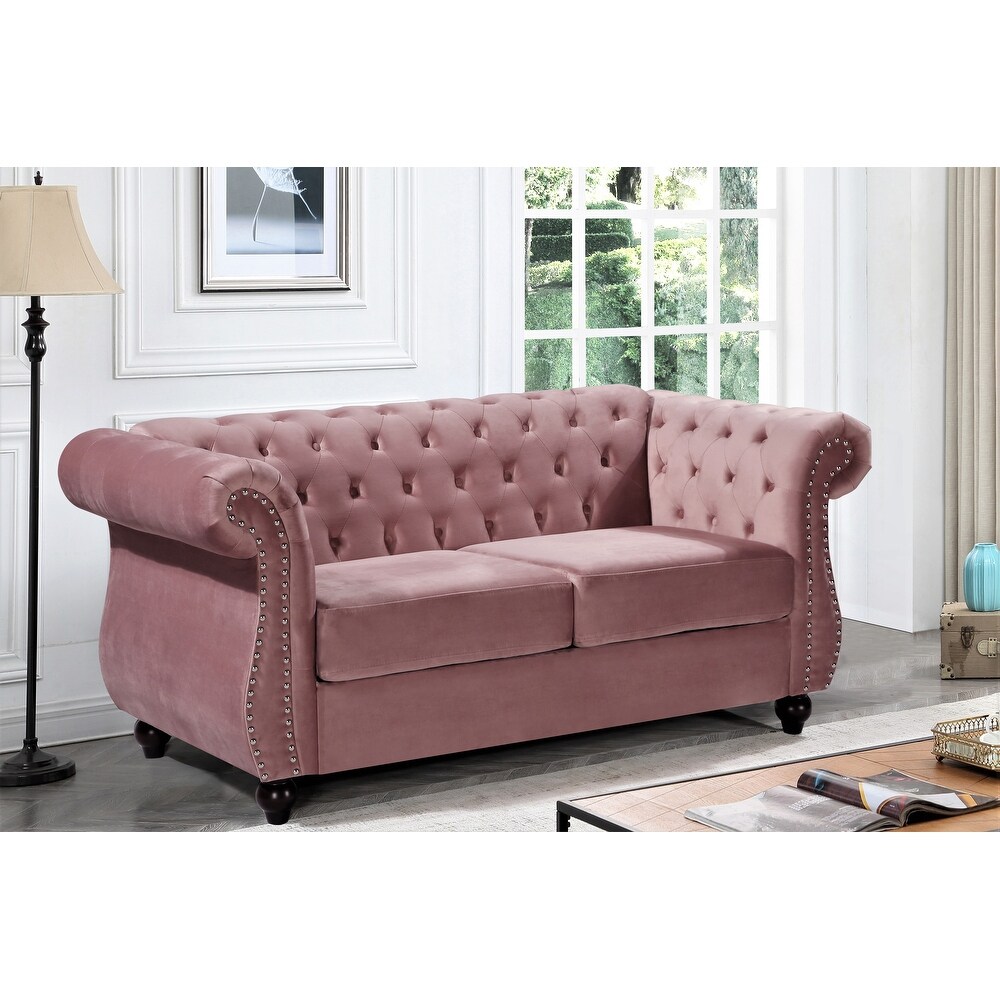 Kemos Velvet Chesterfield Loveseat