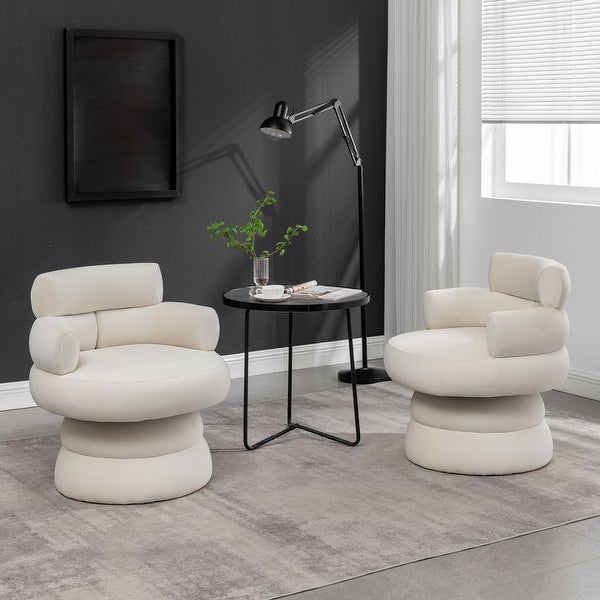 SEYNAR Modern Upholstered Swivel Comfy Accent Barrel Chair Set of 2