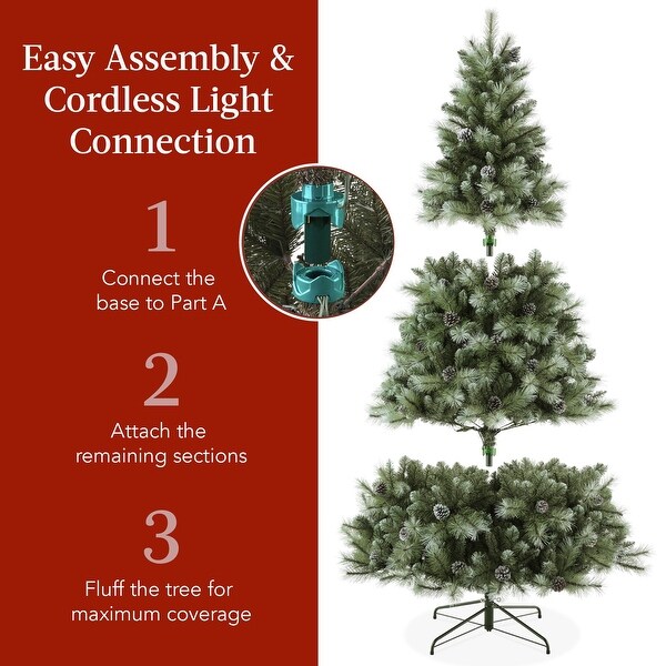 PreLit Frosted Artificial Scotch Pine Christmas Tree w/ Metal Stand