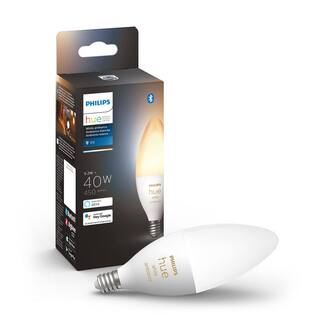 Philips Hue 40-Watt Equivalent E12 Smart LED Candelabra Tuneable White Light Bulb with Bluetooth (1-Pack) 573089