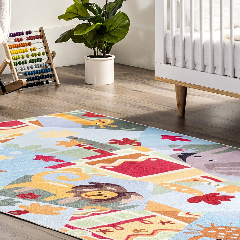 nuLOOM Paxton Machine Washable Kids Zoo Nursery or Playroom Area Rug