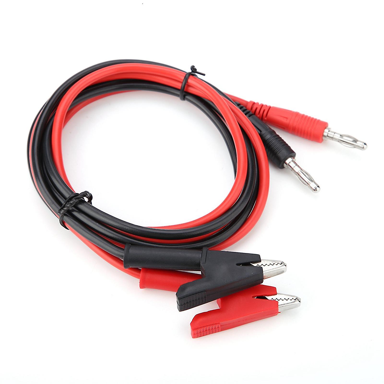 P1040 2Pcs Silicone Banana Plug Crocodile Clip Test Probe Lead Testing Cables