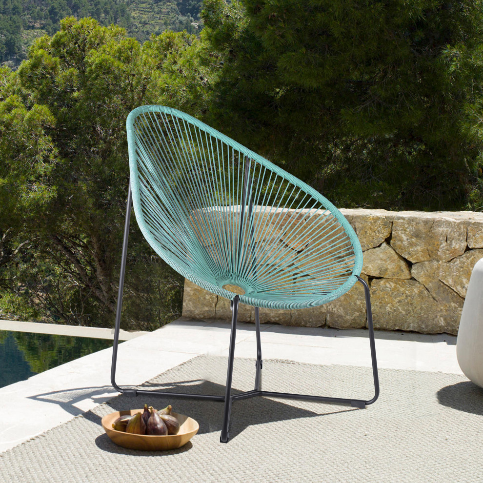 Acapulco 30 quotIndoor Outdoor Steel Bar Stool With Rope   Contemporary   Outdoor Lounge Chairs   by Homesquare  Houzz