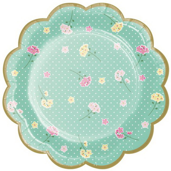 Creative Converting 340230 Floral Tea Party Scallo...