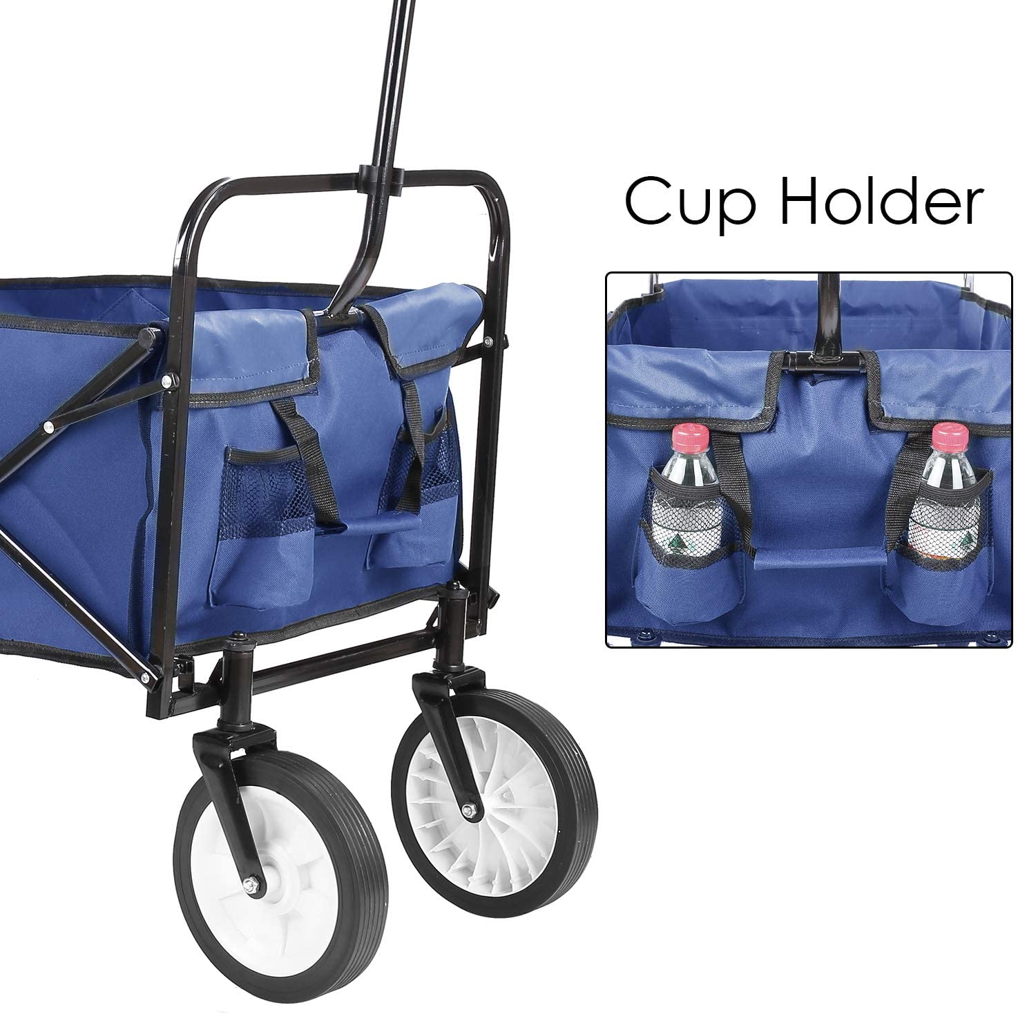 HEMBOR Outdoor Garden Folding Utility Wagon Cart - Navy Blue