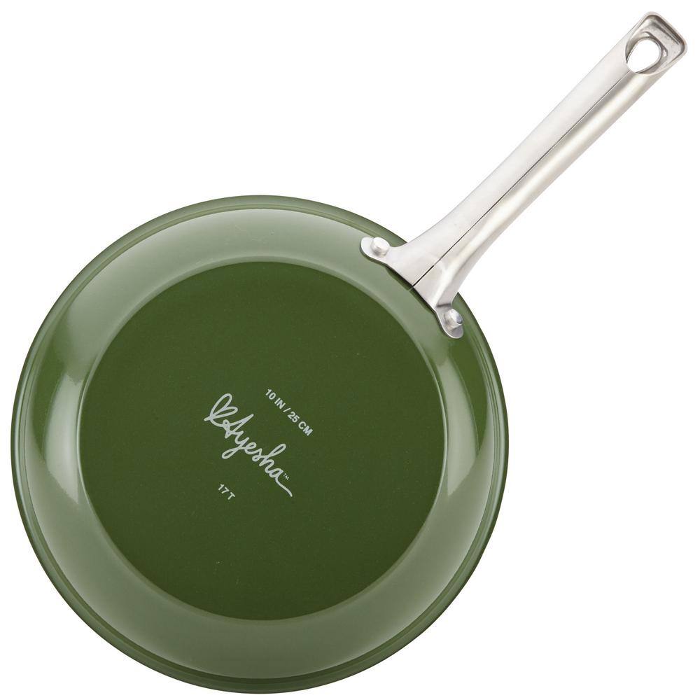 Ayesha Curry Ayesha Home Collection Porcelain Enamel Nonstick Cookware Set 10-Piece Basil Green 10295