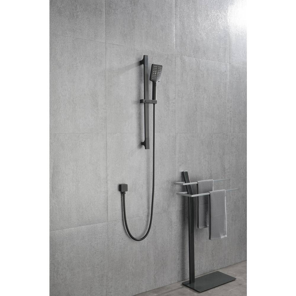 FORCLOVER 3-Spray Patterns with 1.75 GPM 4 in. Wall Mount Handheld Shower Head with 28 in. Adjustable Slide Bar in Matte HE-308MB