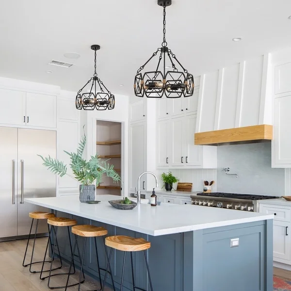 4-Light Farmhouse Chandelier， Modern Round Pendant Lighting Shopping - The Best Deals on Chandeliers