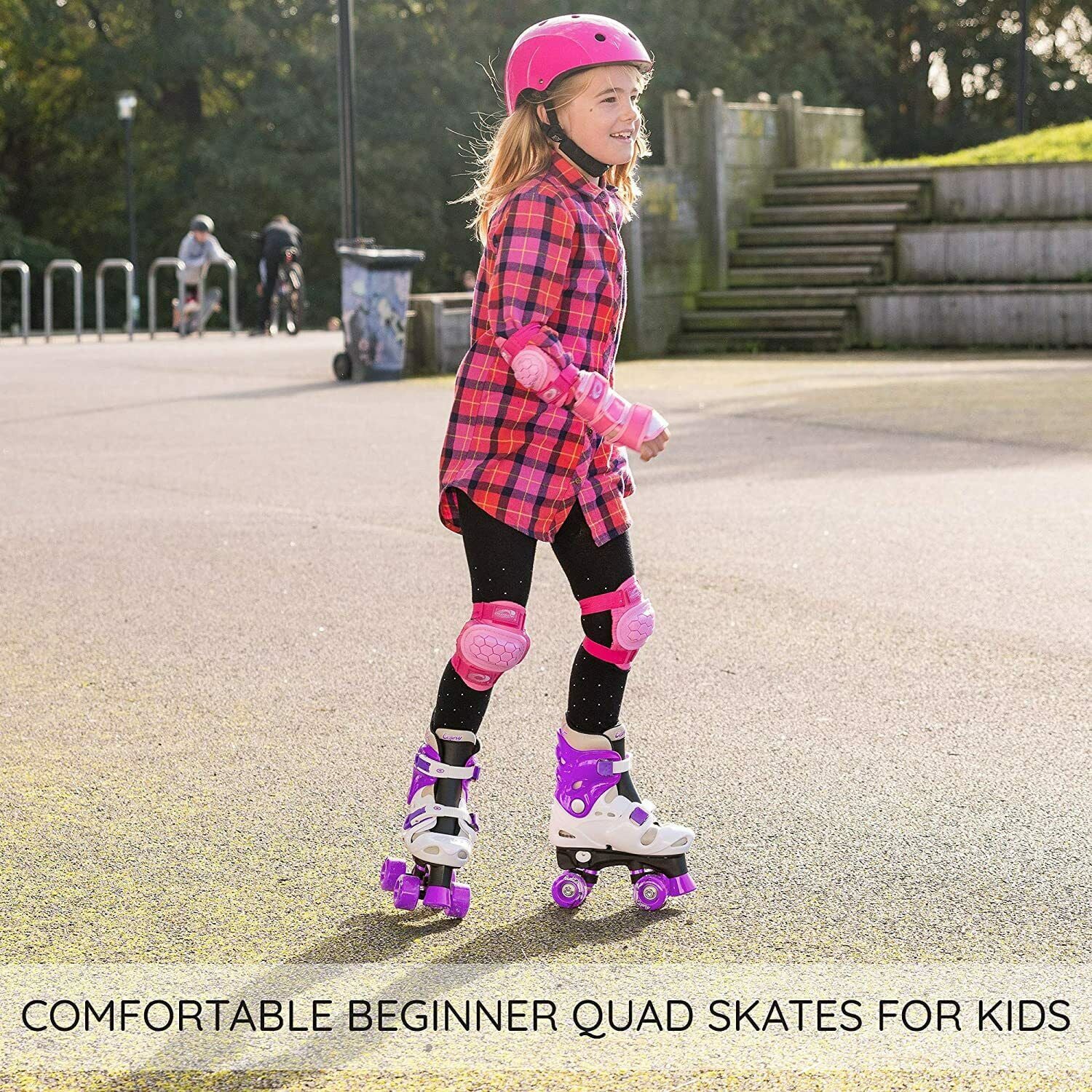 Osprey Kids Beginner Roller Skates Girls Adjustable Sizing Quad Skates -Purple