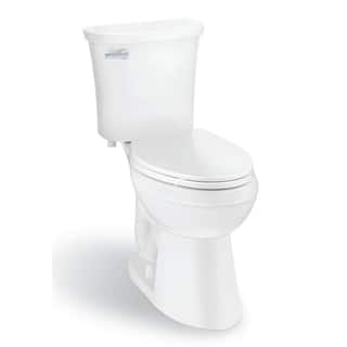 Glacier Bay Power Flush 2-piece 1.28 GPF Single Flush Elongated Toilet in White with Slow-Close Seat Included (6-Pack) N2450E