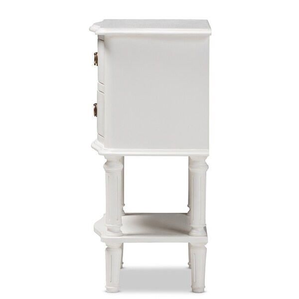 Audrey Country Cottage Farmhouse White Finished 2-Drawer Nightstand - - 35142791