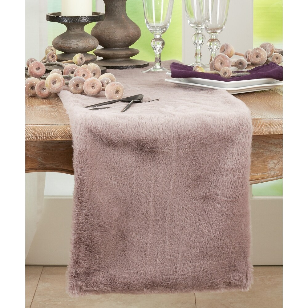 Table Runner With Faux Rabbit Fur Design