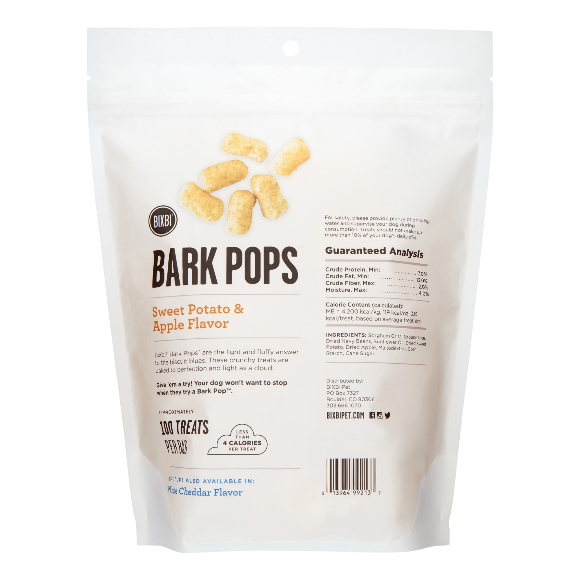 Bixbi Bark Pops Sweet Potato and Apple Flavor Light and Crunchy Dog Treats