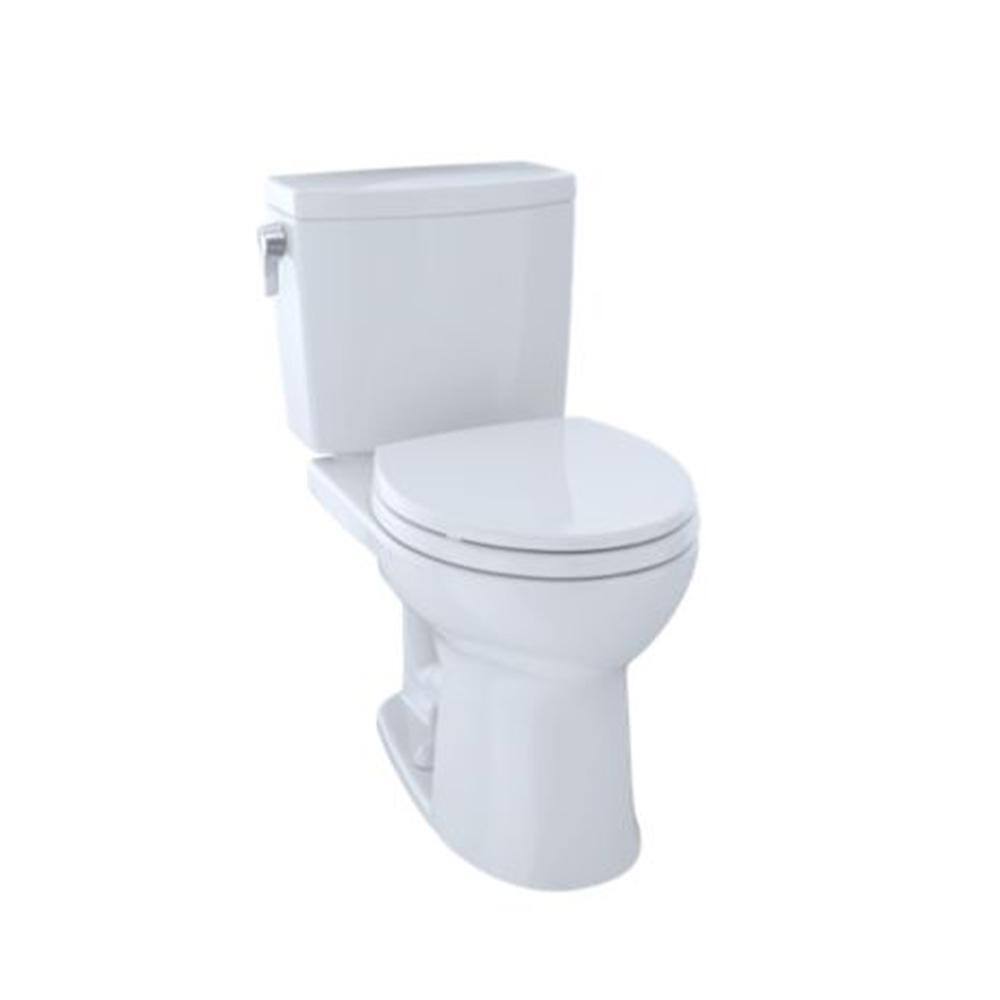 TOTO Drake II 2-Piece 1 GPF Single Flush Elongated ADA Comfort Height Toilet in Cotton White SoftClose Seat Included MS453124CUFG#01