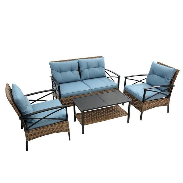 4Piece Steel Patio Conversation Set