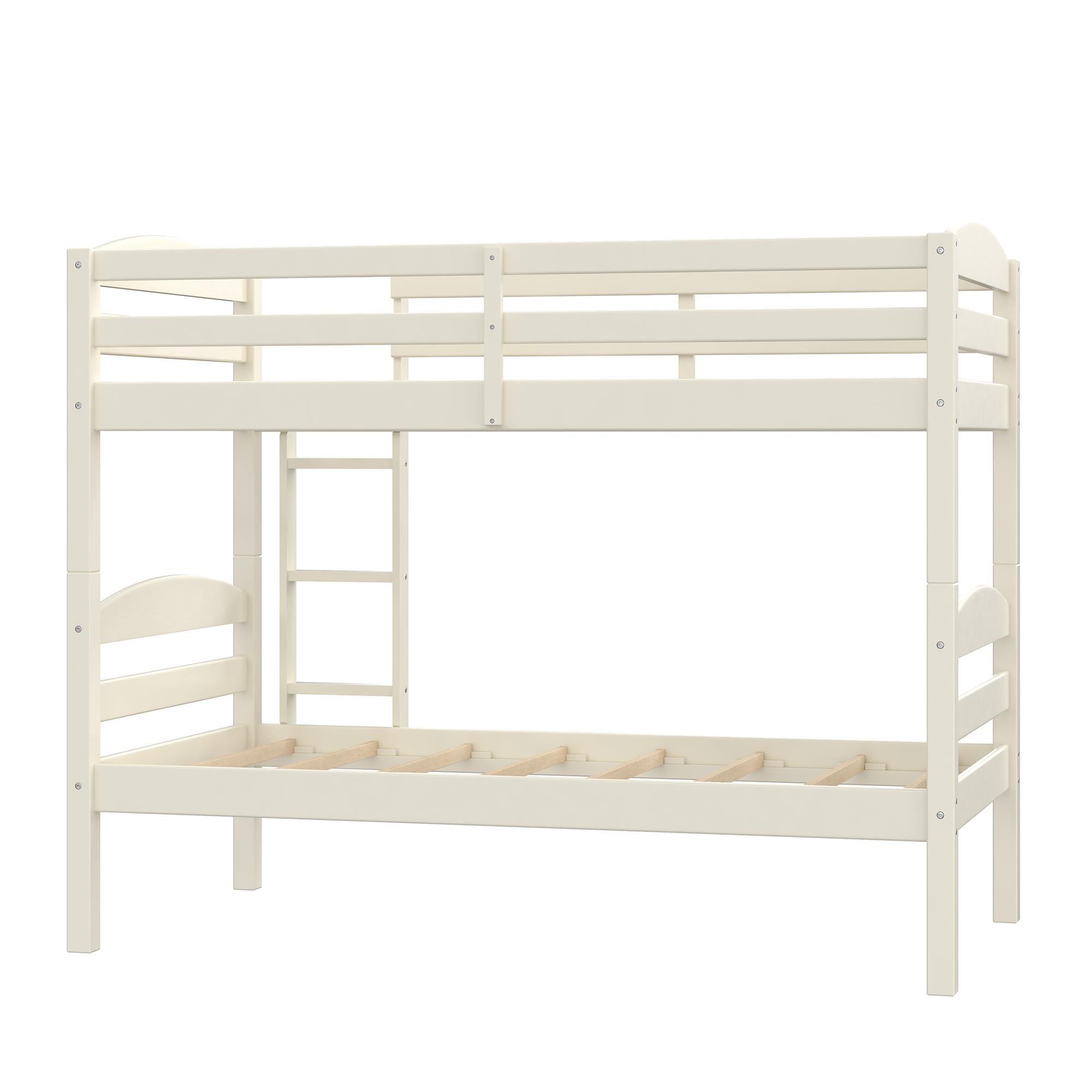 Better Homes & Gardens Leighton Solid Wood Twin-over-Twin Convertible Bunk Bed, White