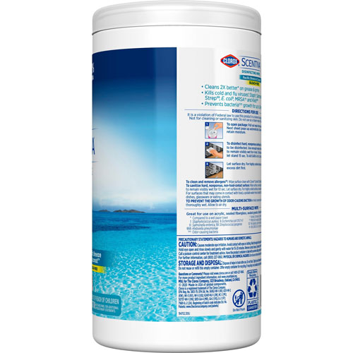 Clorox Scentiva Bleach-Free Disinfecting Wipes - Ready-To-Use Wipe - Pacific Breeze and Coconut Scent - 75