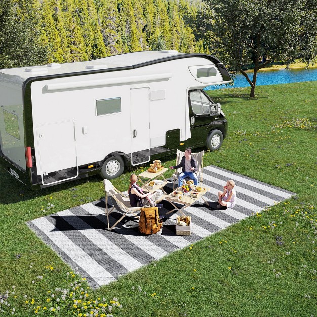 Outsunny Rv Mat Outdoor Patio Rug Large Camping Carpet With Carrying Bag 9 x27 X 18 x27 Waterproof Plastic Straw Reversible