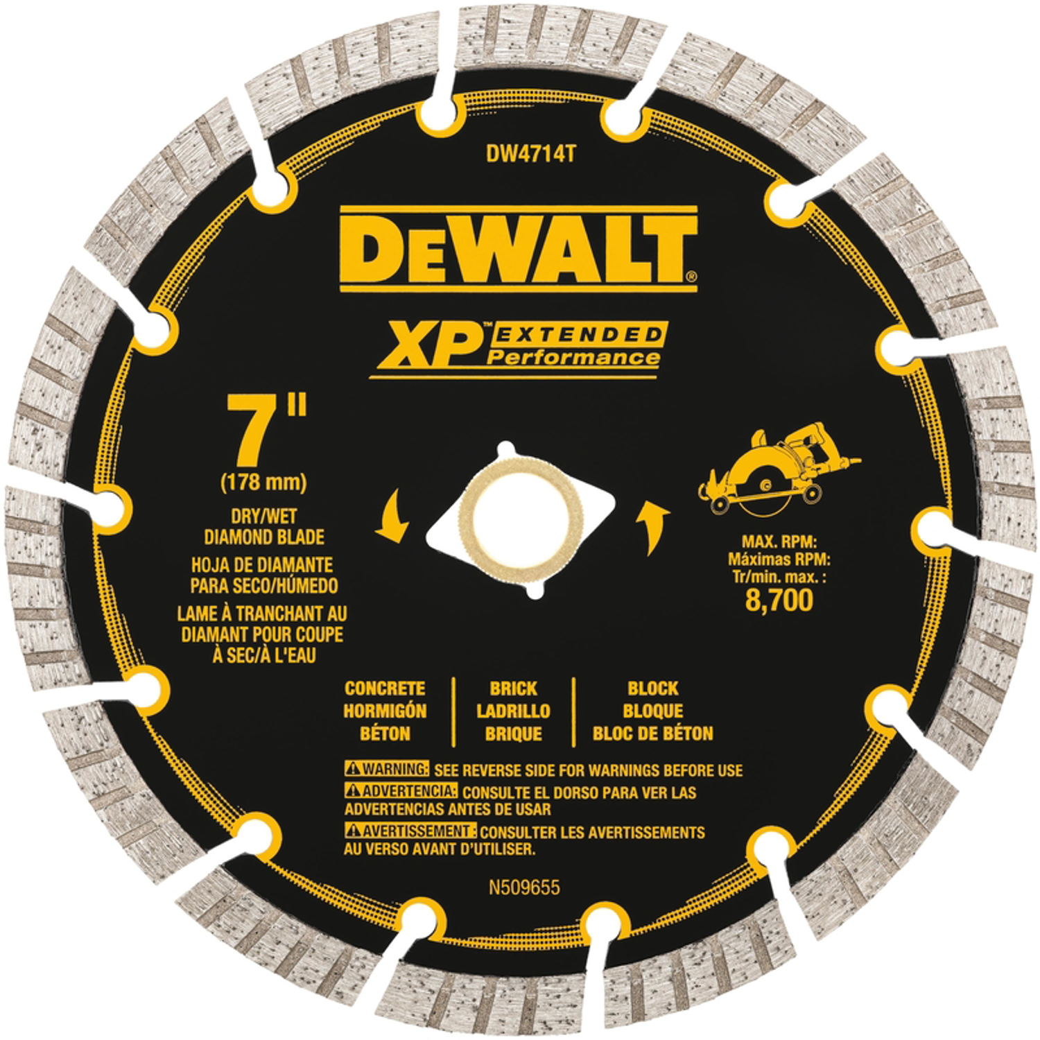 DW XP Extended Performance 7 in. D X 5/8 in. Diamond Turbo Segmented Cut-Off Blade 1 pc