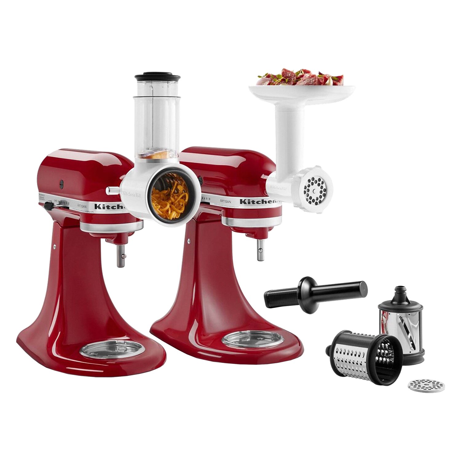 KitchenAid Food Grinder + Fresh Prep Slicer/Shredder Attachment Bundle， KSM2VSGA