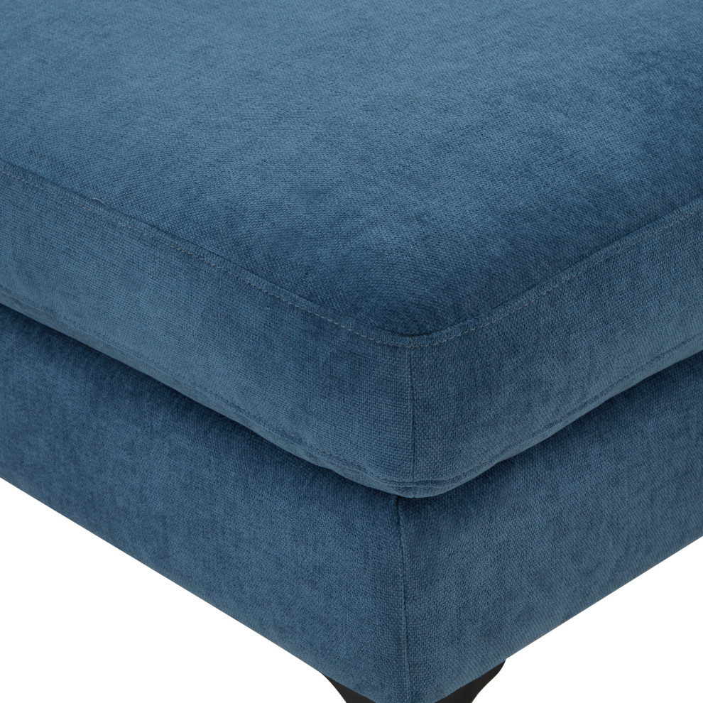 Serena Blue Velvet Ottoman With Black Legs   Midcentury   Footstools And Ottomans   by First of a Kind USA Inc  Houzz