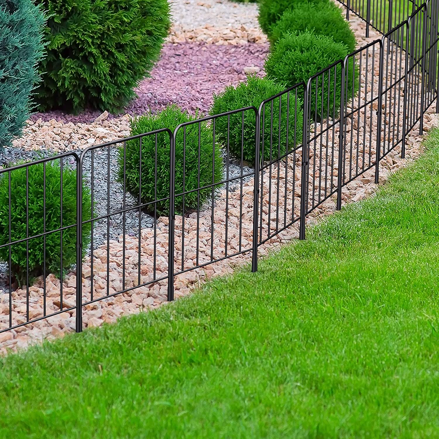 Decorative Garden Fence 10 Pack, Total 10ft (L) x 24in (H) Rustproof Metal Wire Fencing Border Animal Barrier, Flower Edging for Landscape Patio Yard Outdoor, Square