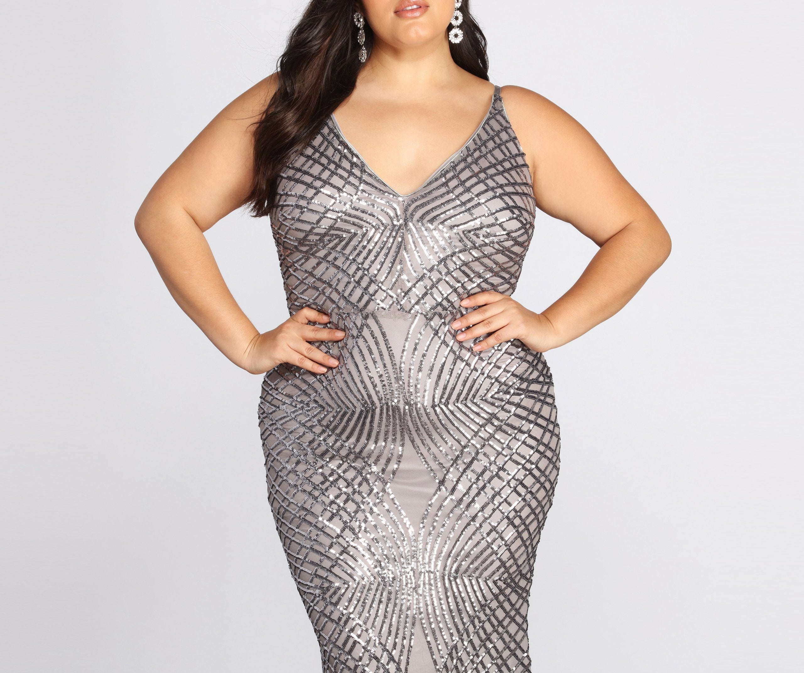 Plus Alani Sequin Scroll Dress