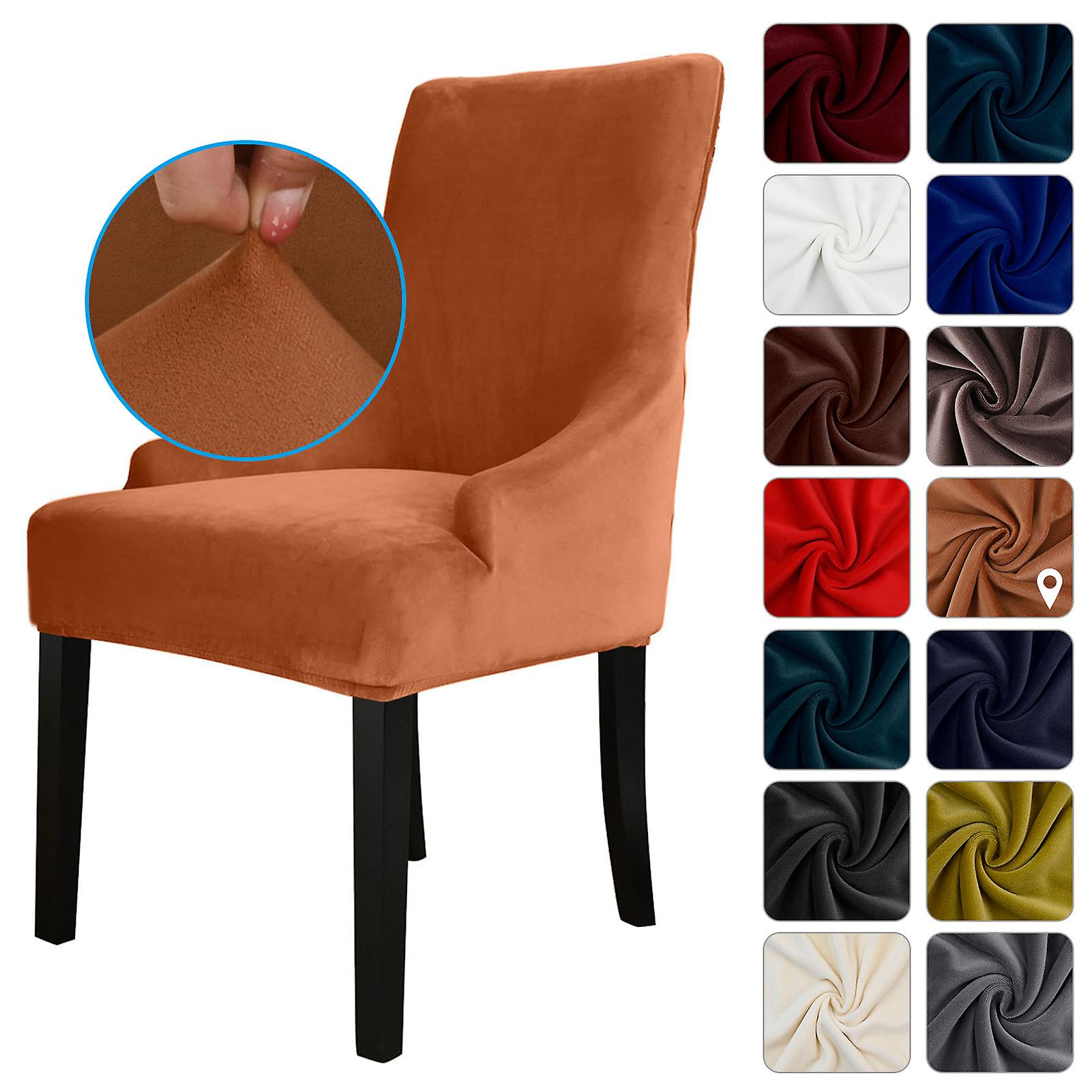 Camel Chair Cover Velvet Chair Slipcovers Removable Washable Soft Dining Chair Protector Cover Camel