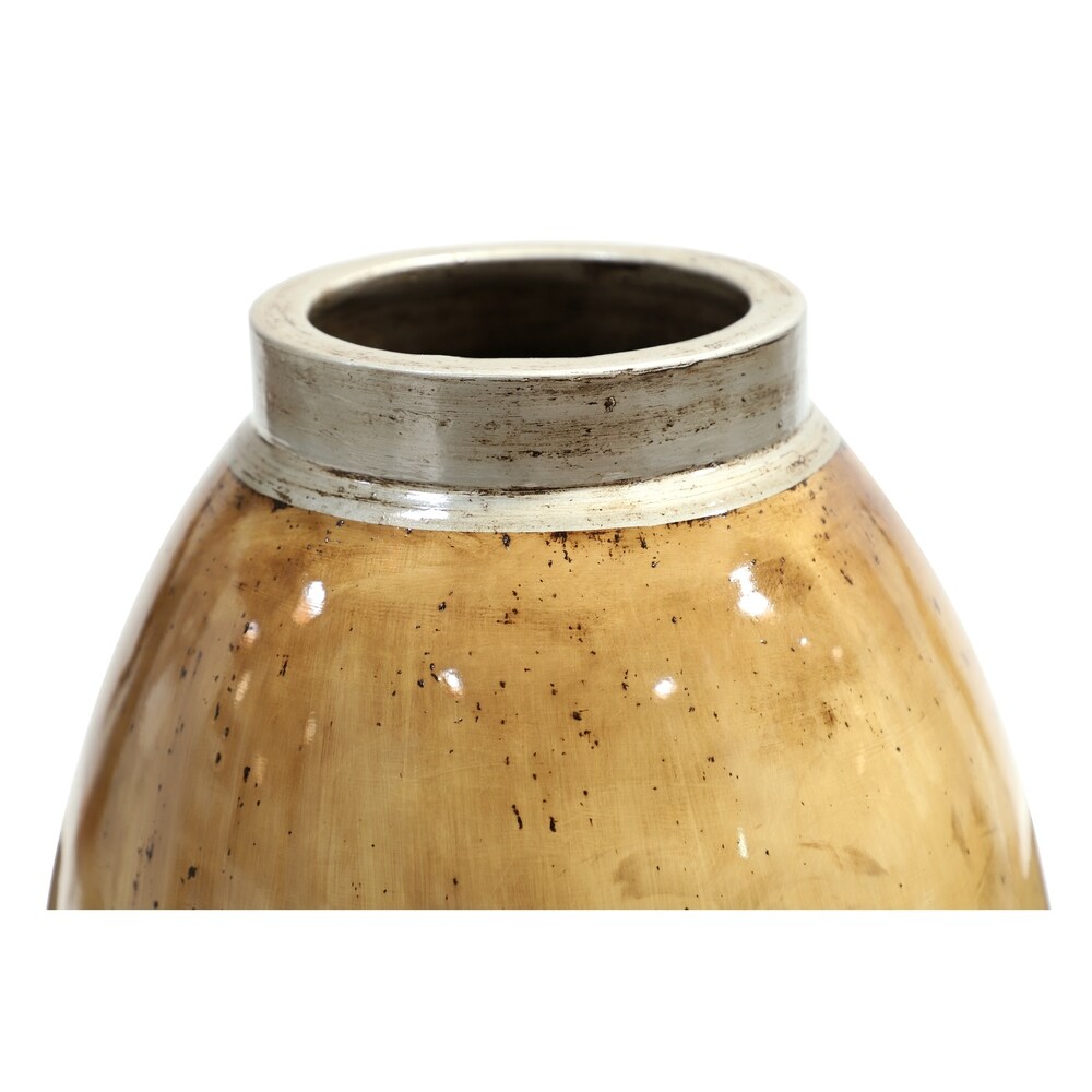 Brown Ceramic Handmade Distressed Vase